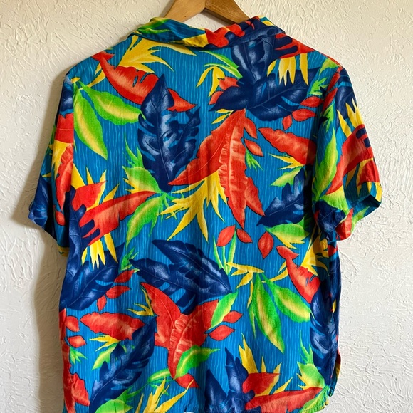 Retro Bird of Paradise Hawaiian Tiki Shirt 90s Vintage Small/Medium - Picture 6 of 7